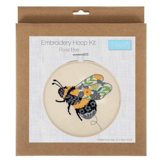 Trimits Floral Bee Embroidery Hoop Kit - CraftSource Market: Craft Supplies & Kits Embroidery and Cross Stitch