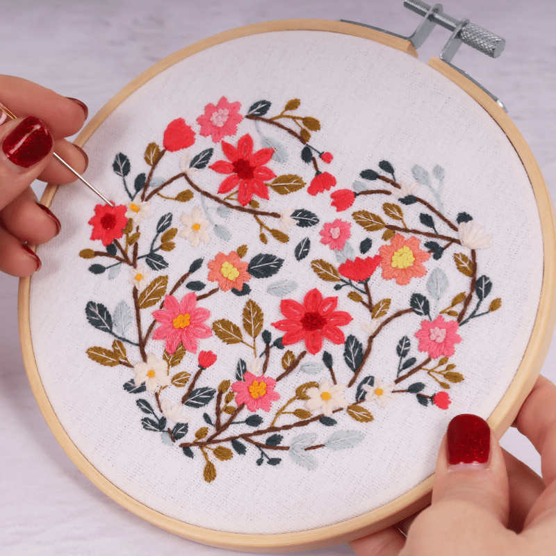 Trimits Floral Heart Embroidery Hoop Kit - CraftSource Market: Craft Supplies & Kits Embroidery and Cross Stitch