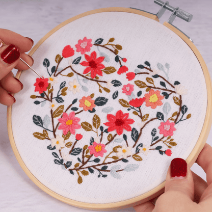 Trimits Floral Heart Embroidery Hoop Kit - CraftSource Market: Craft Supplies & Kits Embroidery and Cross Stitch