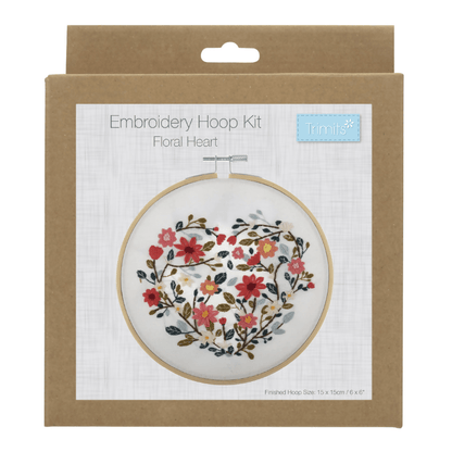Trimits Floral Heart Embroidery Hoop Kit - CraftSource Market: Craft Supplies & Kits Embroidery and Cross Stitch