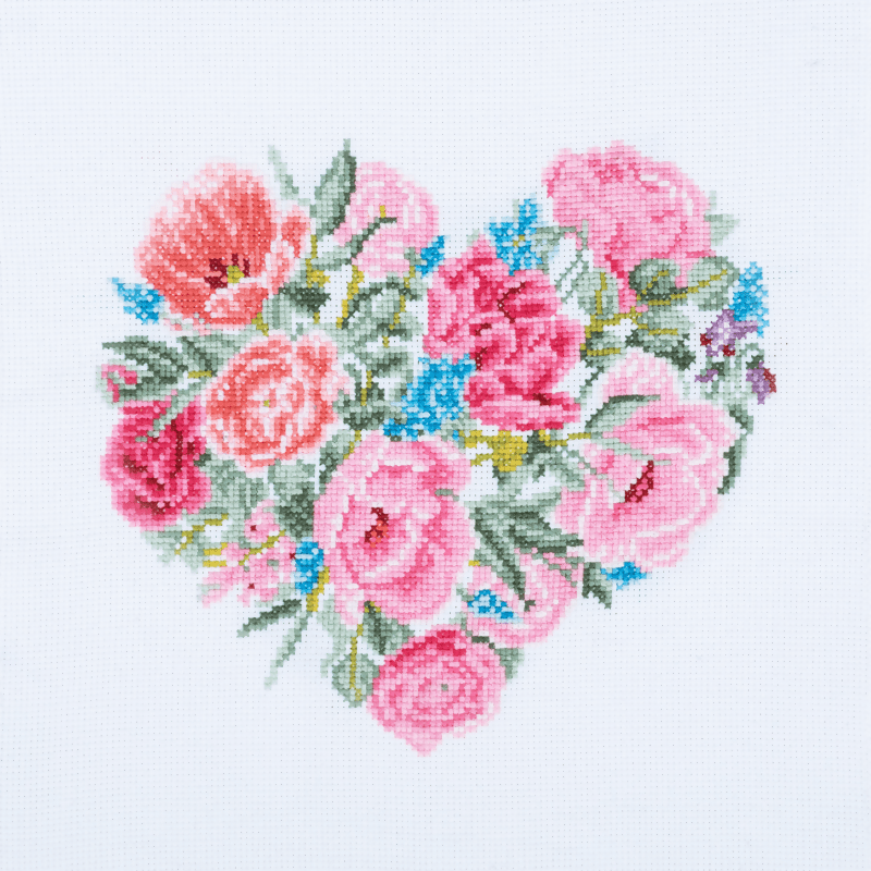 Trimits Floral Heart Large Cross Stitch Kit - CraftSource Market: Craft Supplies & Kits Embroidery and Cross Stitch