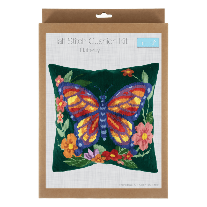 Trimits Flutterby Half Stitch Cushion Kit - CraftSource Market: Craft Supplies & Kits Embroidery and Cross Stitch
