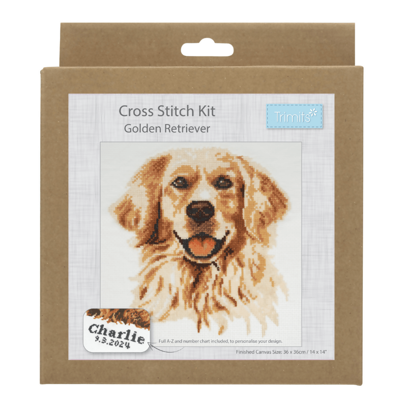 Trimits Golden Retriever Large Cross Stitch Kit - CraftSource Market: Craft Supplies & Kits Embroidery and Cross Stitch