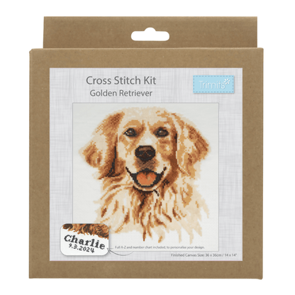 Trimits Golden Retriever Large Cross Stitch Kit - CraftSource Market: Craft Supplies & Kits Embroidery and Cross Stitch