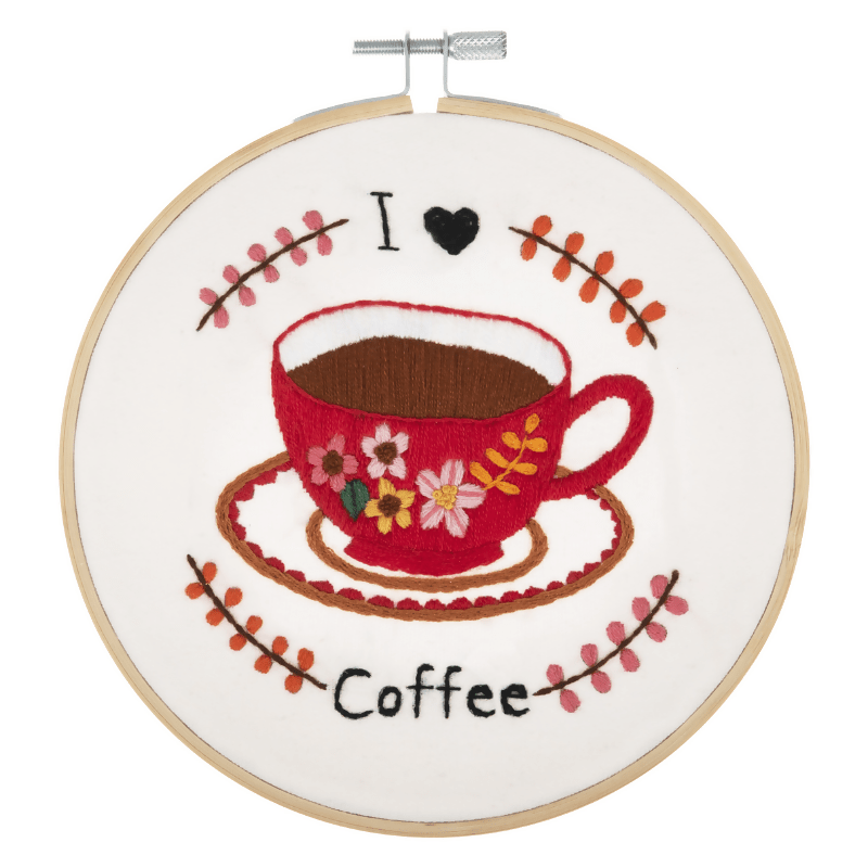 Trimits I Love Coffee Embroidery Hoop Kit - CraftSource Market: Craft Supplies & Kits Embroidery and Cross Stitch