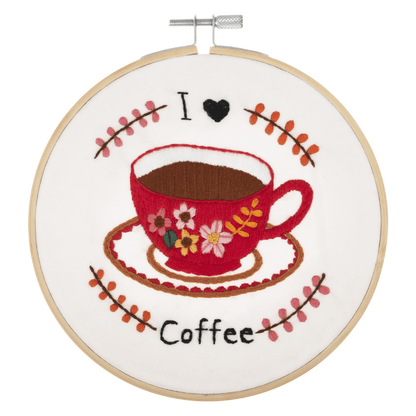 Trimits I Love Coffee Embroidery Hoop Kit - CraftSource Market: Craft Supplies & Kits Embroidery and Cross Stitch
