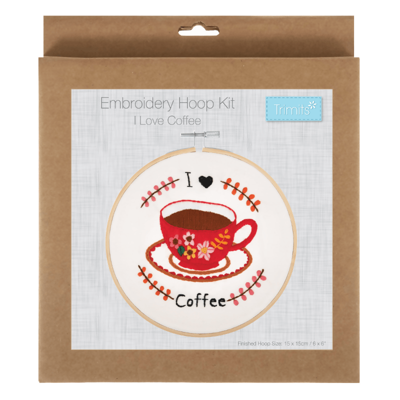 Trimits I Love Coffee Embroidery Hoop Kit - CraftSource Market: Craft Supplies & Kits Embroidery and Cross Stitch