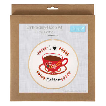 Trimits I Love Coffee Embroidery Hoop Kit - CraftSource Market: Craft Supplies & Kits Embroidery and Cross Stitch