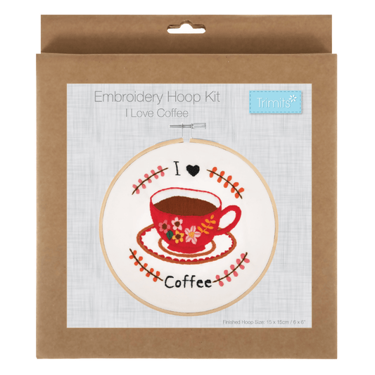 Trimits I Love Coffee Embroidery Hoop Kit - CraftSource Market: Craft Supplies & Kits Embroidery and Cross Stitch