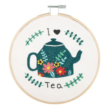 Trimits I Love Tea Embroidery Hoop Kit - CraftSource Market: Craft Supplies & Kits Embroidery and Cross Stitch