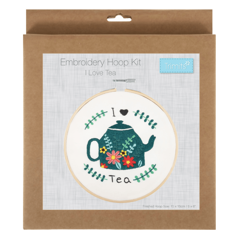 Trimits I Love Tea Embroidery Hoop Kit - CraftSource Market: Craft Supplies & Kits Embroidery and Cross Stitch