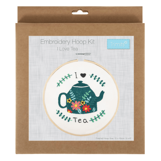 Trimits I Love Tea Embroidery Hoop Kit - CraftSource Market: Craft Supplies & Kits Embroidery and Cross Stitch
