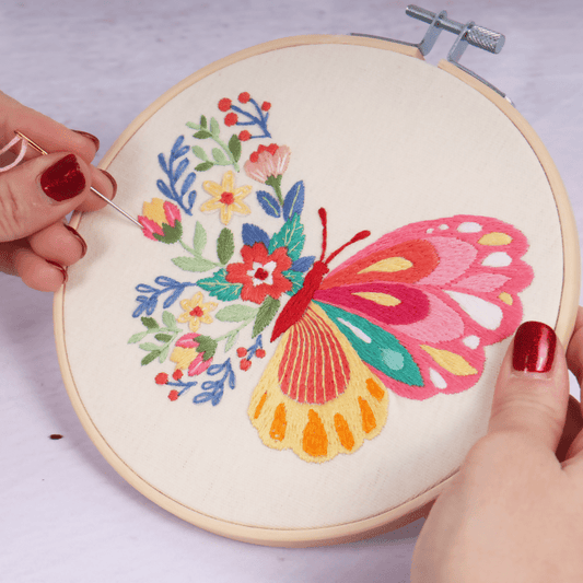 Trimits Ombre Butterfly Embroidery Hoop Kit - CraftSource Market: Craft Supplies & Kits Embroidery and Cross Stitch