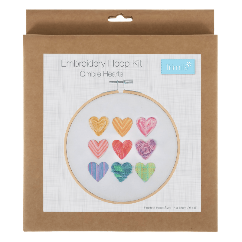 Trimits Ombre Hearts Embroidey Hoop Kit - CraftSource Market: Craft Supplies & Kits Embroidery and Cross Stitch