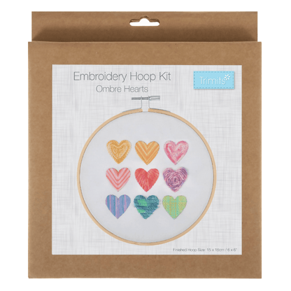 Trimits Ombre Hearts Embroidey Hoop Kit - CraftSource Market: Craft Supplies & Kits Embroidery and Cross Stitch
