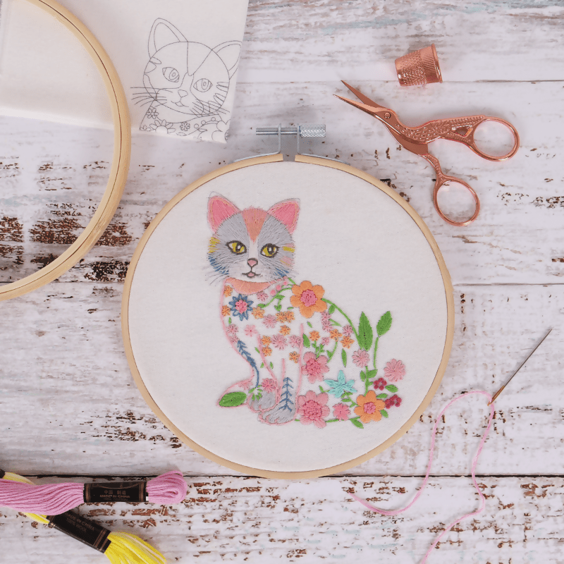 Trimits Ombre Kit Cat Embroidery Hoop Kit - CraftSource Market: Craft Supplies & Kits Embroidery and Cross Stitch
