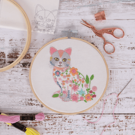 Trimits Ombre Kit Cat Embroidery Hoop Kit - CraftSource Market: Craft Supplies & Kits Embroidery and Cross Stitch