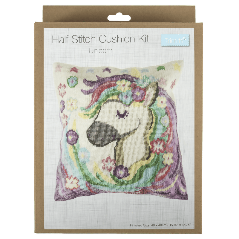 Trimits Unicorn Half Stitch Cushion Kit - CraftSource Market: Craft Supplies & Kits Embroidery and Cross Stitch
