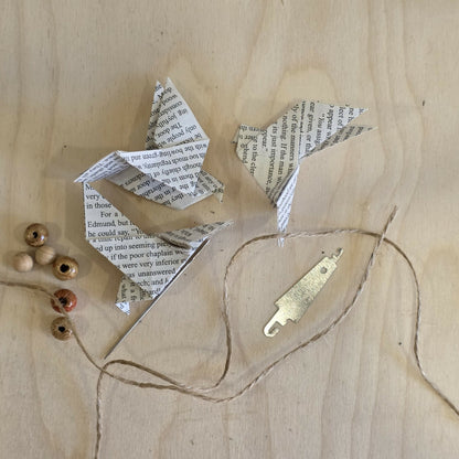 Kit to make 6 hanging origami doves, easy to fold