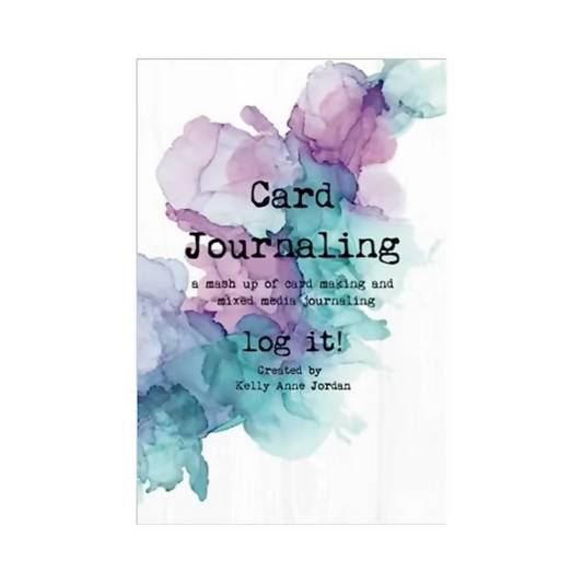 Book cover with watercolour design and text about card journaling on a white background